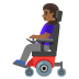 woman in motorized wheelchair, medium-dark skin tone